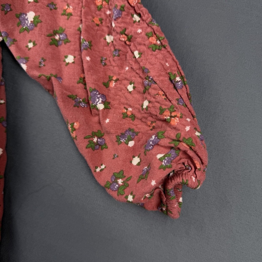 ZARA Girls Red Floral A-Line Knee Length Dress 2-3 Years Long Sleeve Ruffle - Picture 10 of 13